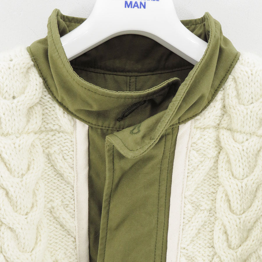 【eYe JUNYA WATANABE MAN】<br>綿ウェザー×シェットランドウールアラン柄 RICHMOND Wネームコート <br>WN-C904-100