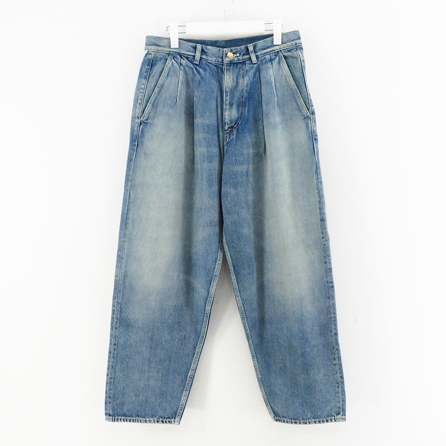【Graphpaper/グラフペーパー】<br>Selvage Denim Two Tuck Tapered Pants (LIGHT FADE) <br>GU233-40187LB