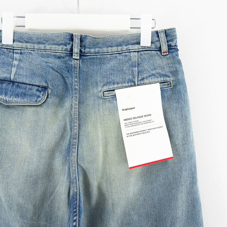 【Graphpaper/グラフペーパー】<br>Selvage Denim Two Tuck Tapered Pants (LIGHT FADE) <br>GU241-40187LB