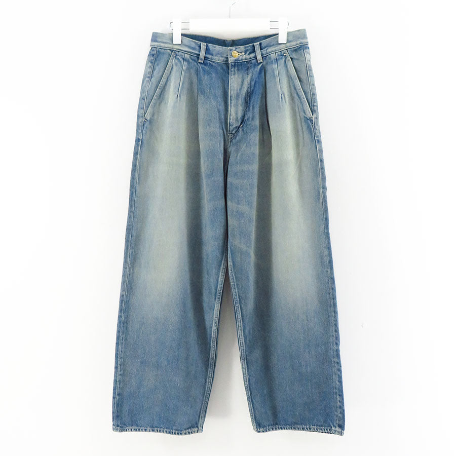 【Graphpaper/グラフペーパー】<br>Selvage Denim Two Tuck Pants (LIGHT FADE) <br>GU233-40188LB