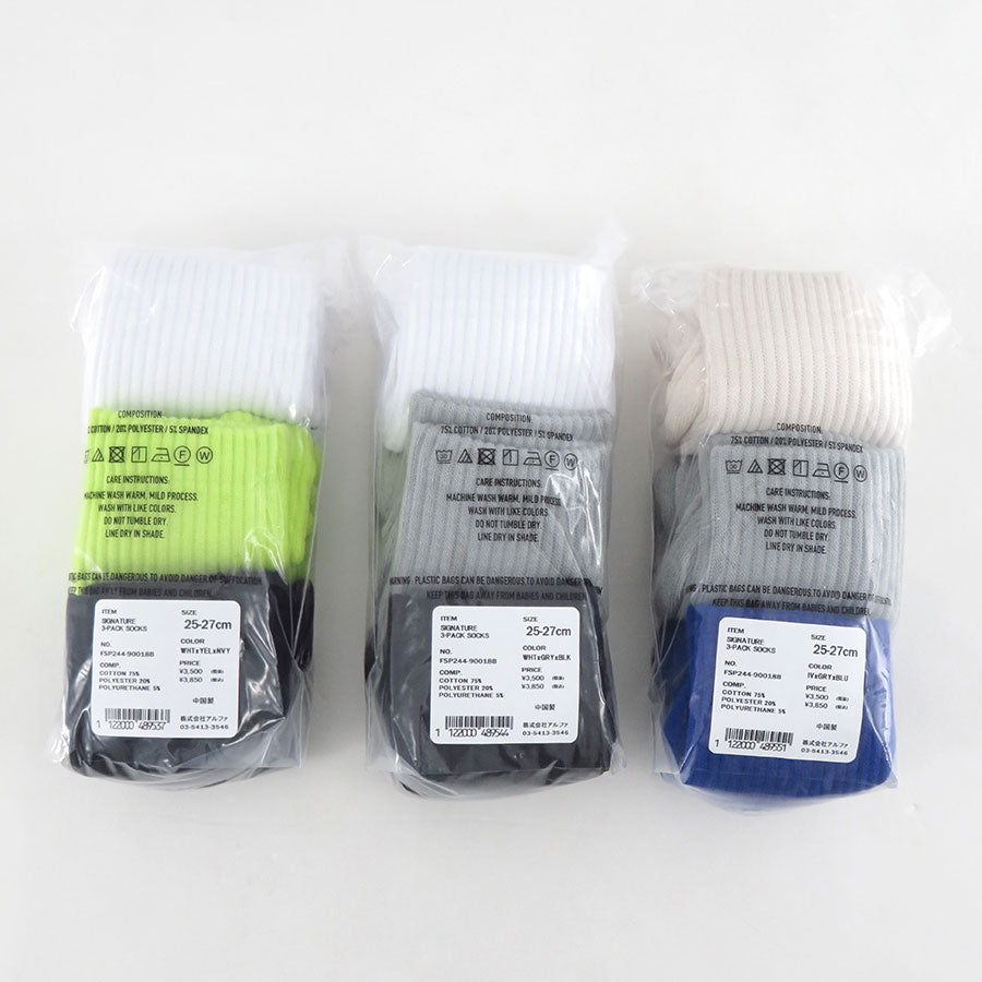 【FreshService/フレッシュサービス】<br>SIGNATURE 3-PACK SOCKS <br>FSP244-90018B