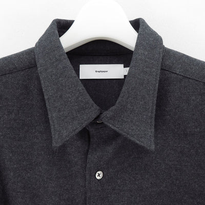 【Graphpaper/グラフペーパー】<br>Wool Smooth Flannel Oversized Regular Collar Shirt <br>GM244-50010