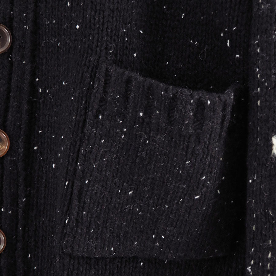 【美品】コッキ KHOKI Washi knit cardigan サイズ1 KHOKI Needle punched cardigan BLACK 25fw-k-02 | BEST PACKING STORE