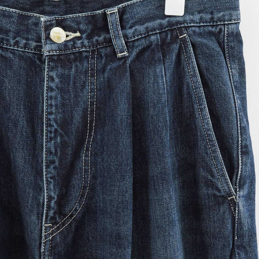 【Graphpaper/グラフペーパー】<br>Selvage Denim Two Tuck Tapered Pants <br>GU253-40060DB