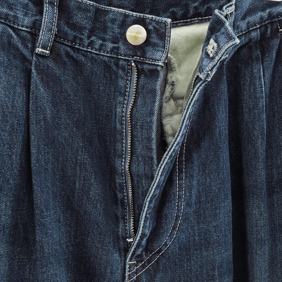 【Graphpaper/グラフペーパー】<br>Selvage Denim Two Tuck Tapered Pants <br>GU253-40060DB