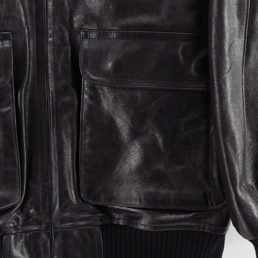 【8/1からポイント10%還元】<br>【AURALEE/オーラリー】<br>LAMB LEATHER ZIP BLOUSON <br>A25AB01WX