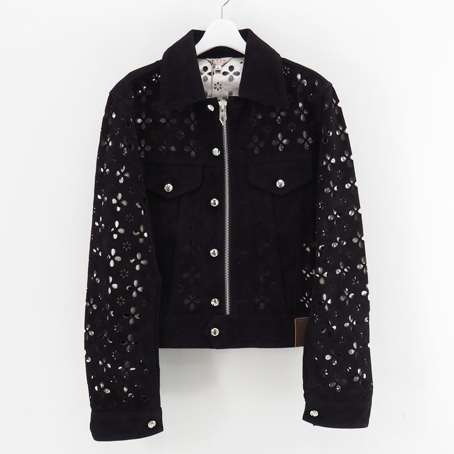 【M A S U/エムエーエスユー】<br>FLOWER HOLE LEATHER JACKET <br>M25F9BL005