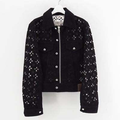 【M A S U/エムエーエスユー】<br>FLOWER HOLE LEATHER JACKET <br>M25F9BL005