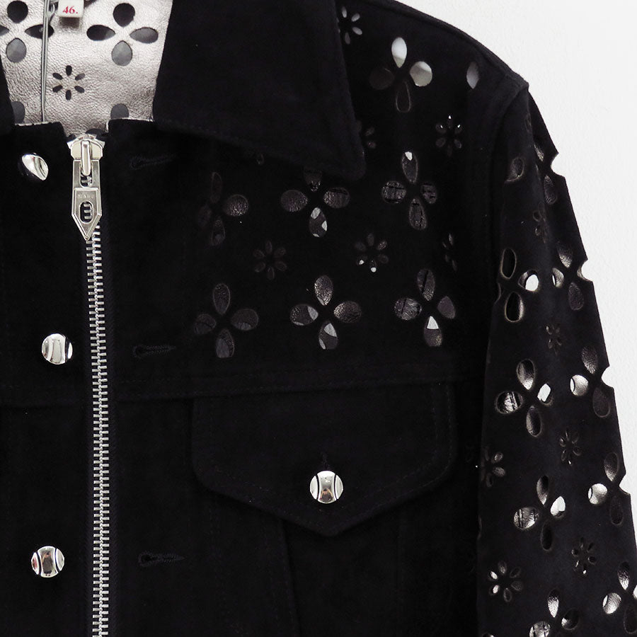 【M A S U/エムエーエスユー】<br>FLOWER HOLE LEATHER JACKET <br>M25F9BL005