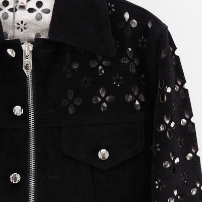 【M A S U/エムエーエスユー】<br>FLOWER HOLE LEATHER JACKET <br>M25F9BL005