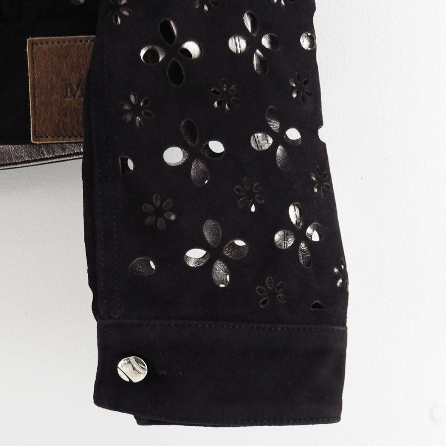 【M A S U/エムエーエスユー】<br>FLOWER HOLE LEATHER JACKET <br>M25F9BL005