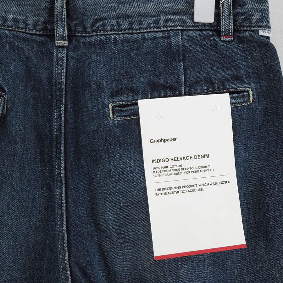 【Graphpaper/グラフペーパー】<br>Selvage Denim Two Tuck Pants <br>GU253-40061DB