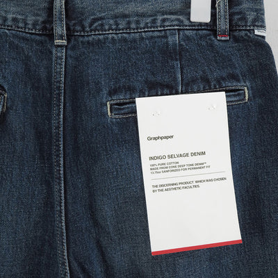 【Graphpaper/グラフペーパー】<br>Selvage Denim Two Tuck Pants <br>GU253-40061DB