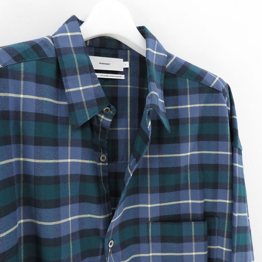 【Graphpaper/グラフペーパー】<br>Check Flannel Oversized Regular Collar Shirt <br>GM233-50284