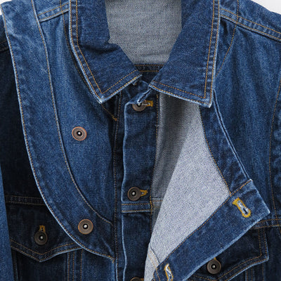 【KHOKI/コッキ】<br>Layered-design denim jacket <br>23aw-jk-05