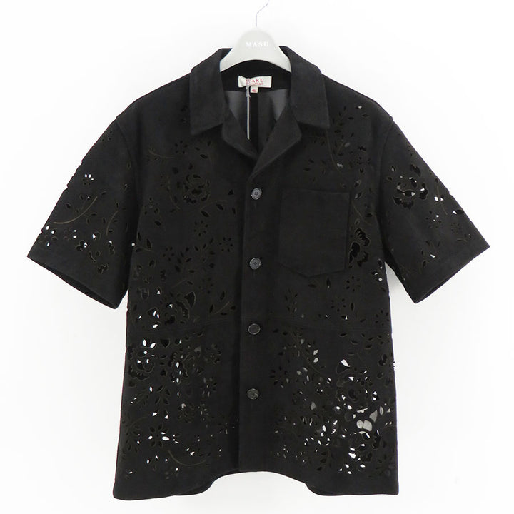 M A S U/エムエーエスユー】BANDANA HOLE LEATHER HALF SLEEVE SHIRT