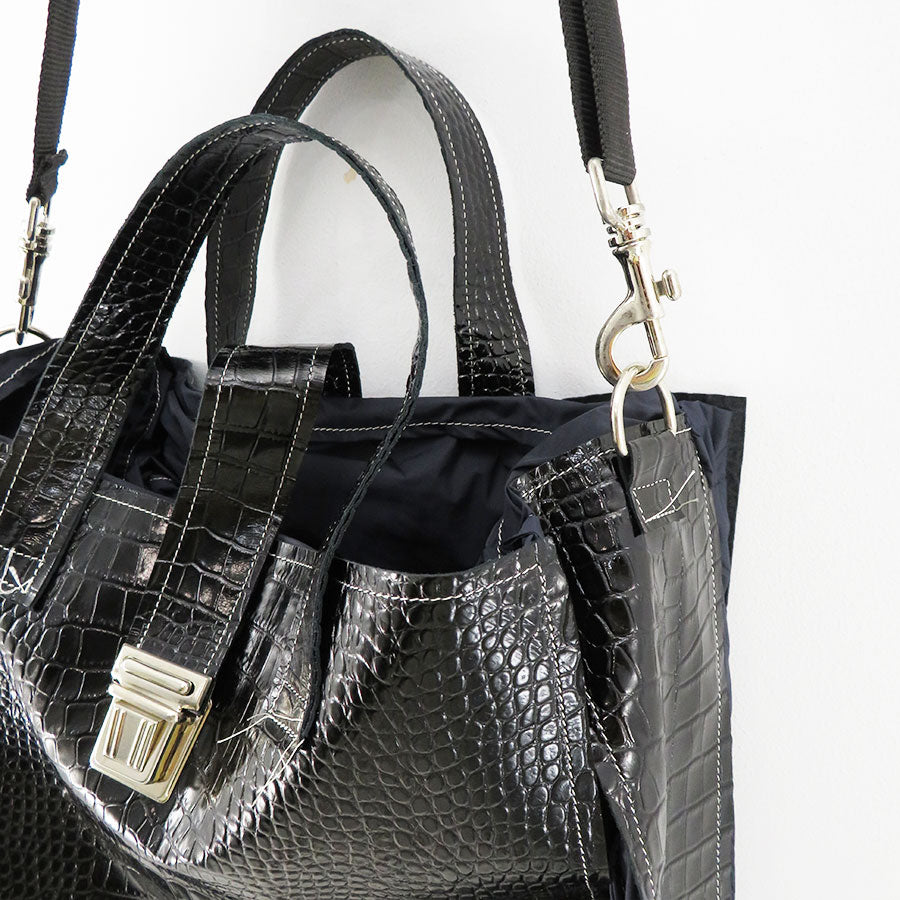 【CAMIEL FORTGENS/カミエルフォートヘンス】<br>PATCHED SHOPPER M LEATHER/NY <br>CF.16.11.03.01