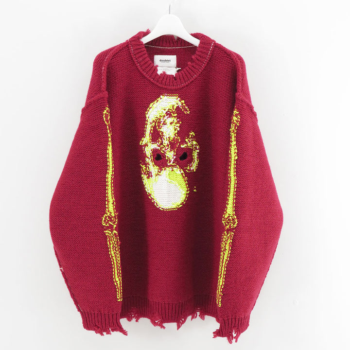 doublet ダブレット HAND-KNITTING リブニット フェイス ダブレット doublet Ribcage Knit Pullover （Grey