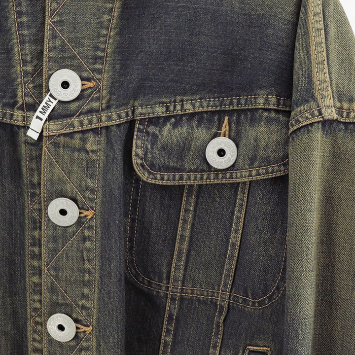 MIHARA YASUHIRO フリル デニムジャケット デザインフック Maison MIHARA YASUHIRO｜バックプリントデニムジャケット