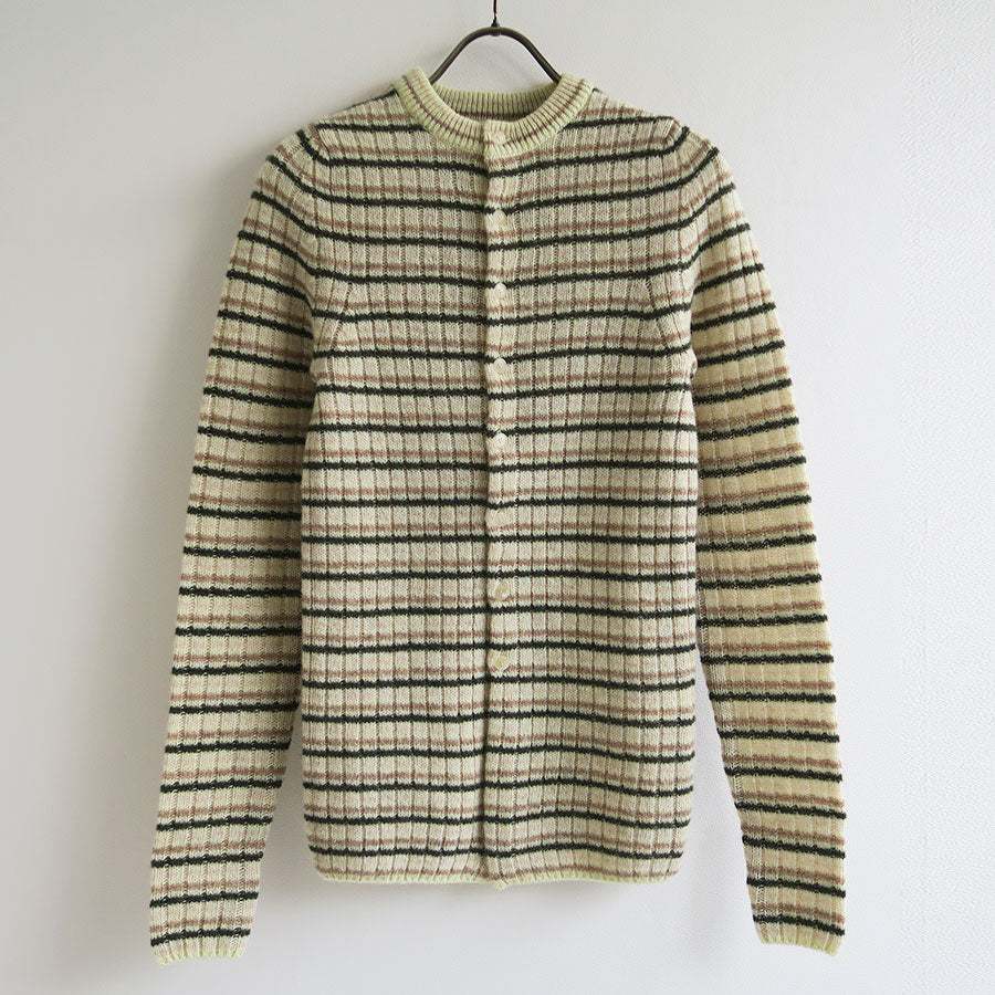 【AURALEE/オーラリー】<br>SHETLAND WOOL CASHMERE RIB KNIT CREW-NECK CARDIGAN <br>A25AC02SB