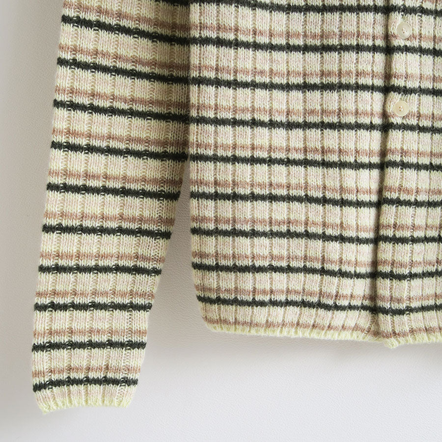 【AURALEE/オーラリー】<br>SHETLAND WOOL CASHMERE RIB KNIT CREW-NECK CARDIGAN <br>A25AC02SB