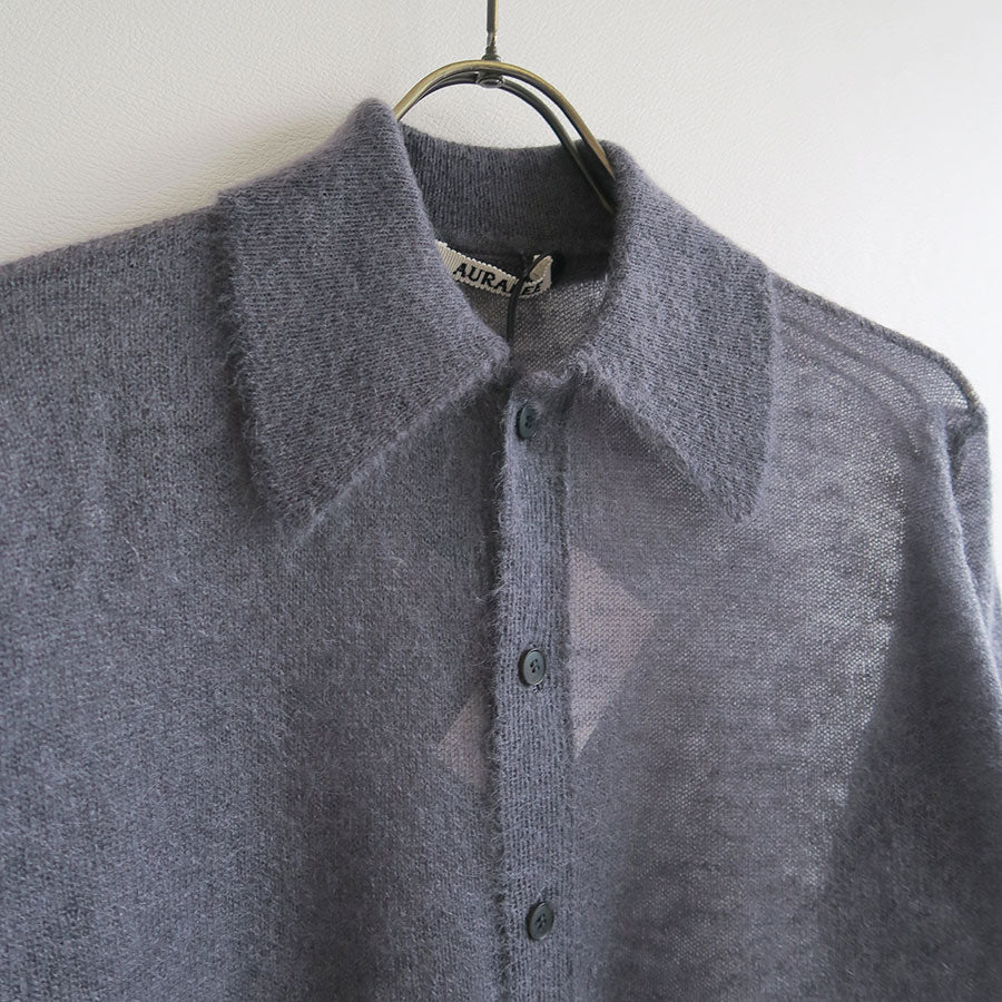 【AURALEE/オーラリー】<br>KID MOHAIR SHEER KNIT SHIRT CARDIGAN <br>A25AC01FG