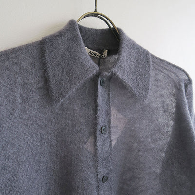 【AURALEE/オーラリー】<br>KID MOHAIR SHEER KNIT SHIRT CARDIGAN <br>A25AC01FG