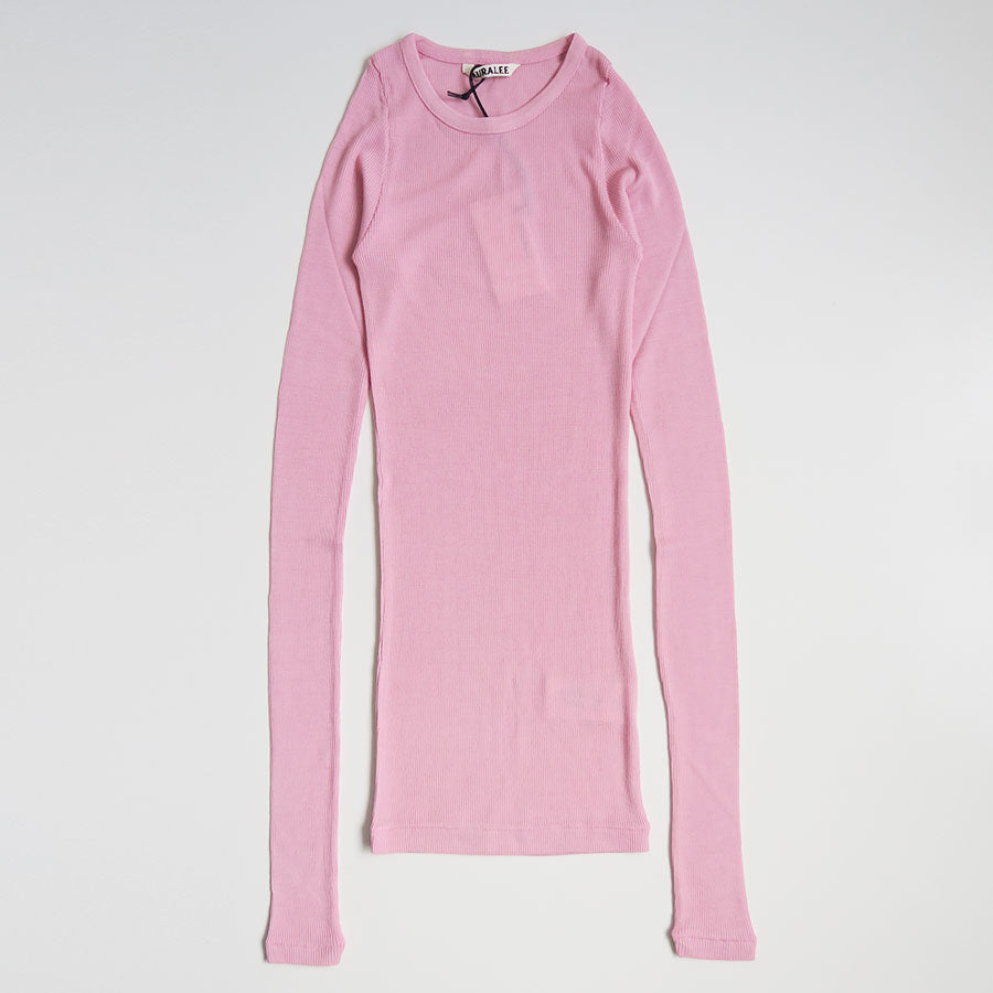 【AURALEE/オーラリー】<br>WOOL SILK SOFT RIB L/S TEE <br>A25AP01WS