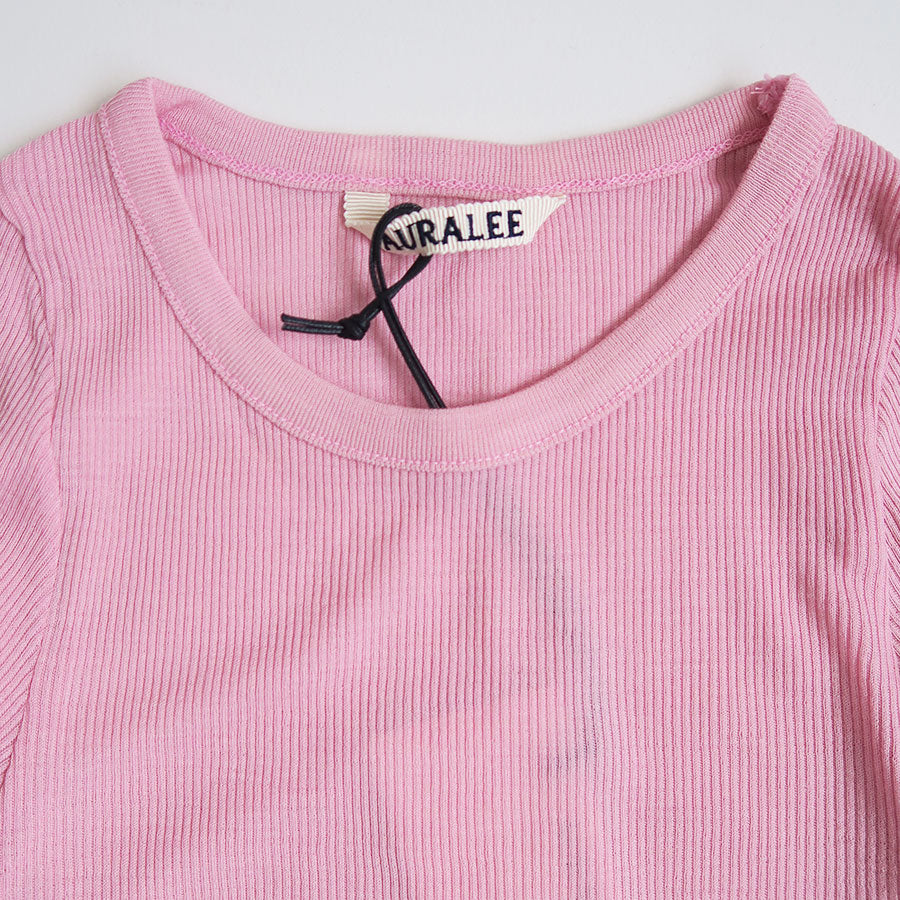 【AURALEE/オーラリー】<br>WOOL SILK SOFT RIB L/S TEE <br>A25AP01WS