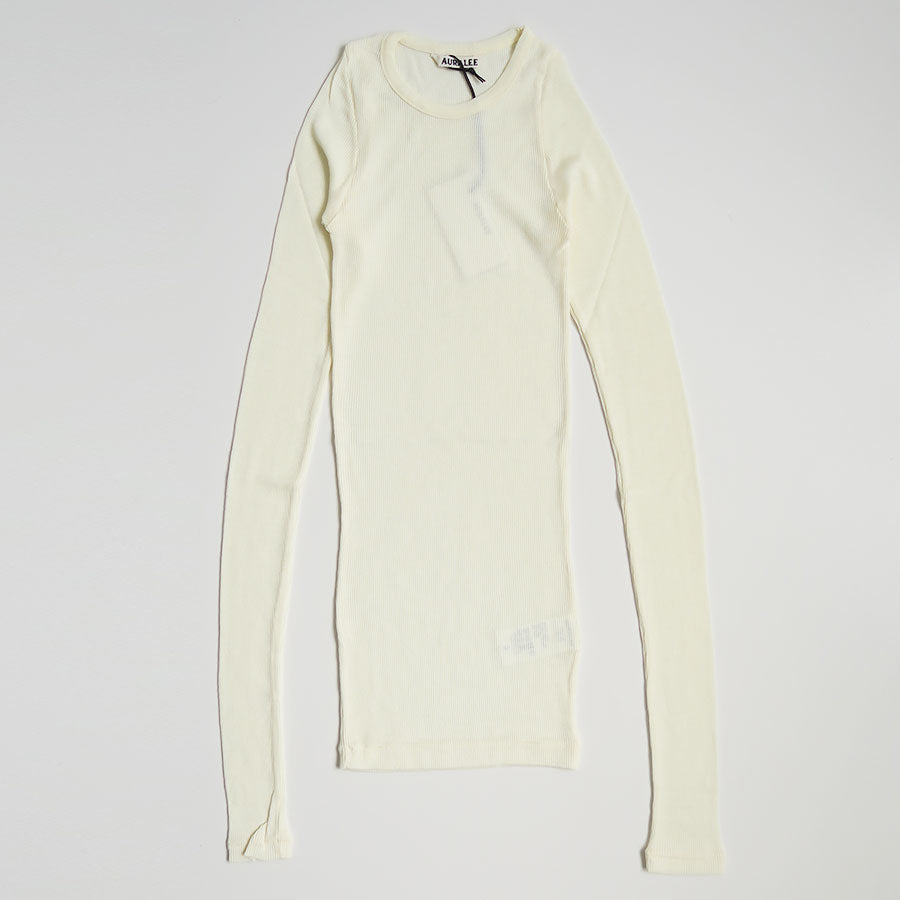 AURALEE/オーラリー】WOOL SILK SOFT RIB L/S TEE A25AP01WSの通販