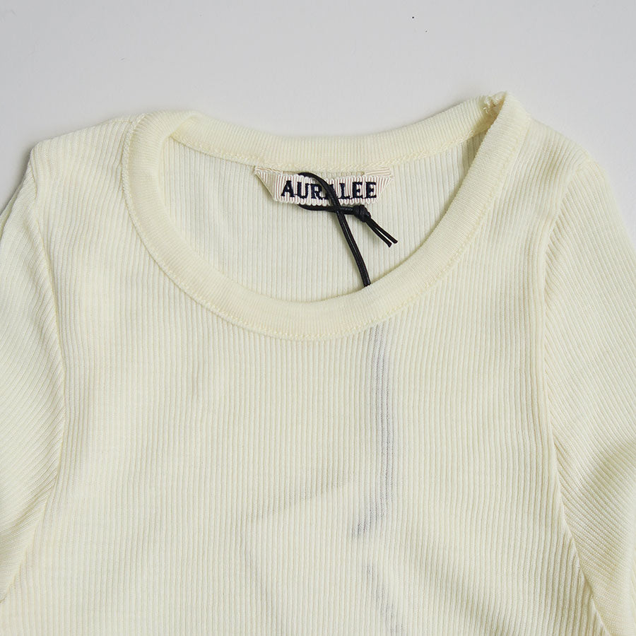 【AURALEE/オーラリー】<br>WOOL SILK SOFT RIB L/S TEE <br>A25AP01WS