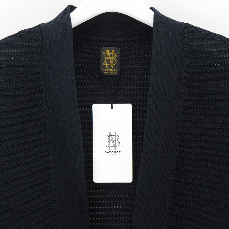 BATONER/バトナー】SUMMER KNIT BUTTONLESS CARDIGAN BN-26SM-044の
