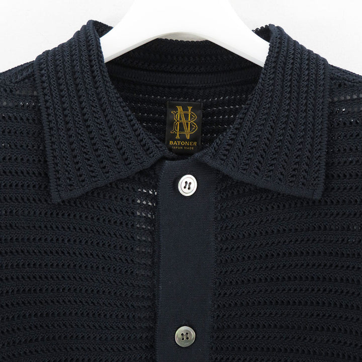 BATONER バトナー 半袖サマーニットポロシャツ コットン L 黒 BATONER（バトナー）の「【BATONER/バトナー】THE SUMMER KNIT POLO