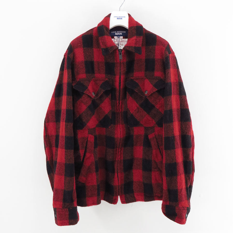 【JUNYA WATANABE MAN】<br>ウールチェック製品縮絨FILSON Wネーム ZIP UP ブルゾン <br>WP-J011-051
