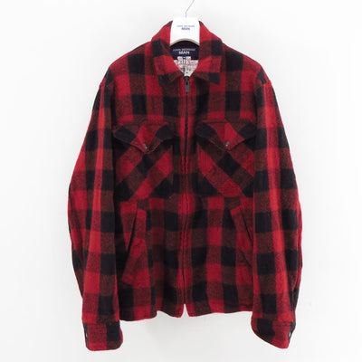 【JUNYA WATANABE MAN】<br>ウールチェック製品縮絨FILSON Wネーム ZIP UP ブルゾン <br>WP-J011-051