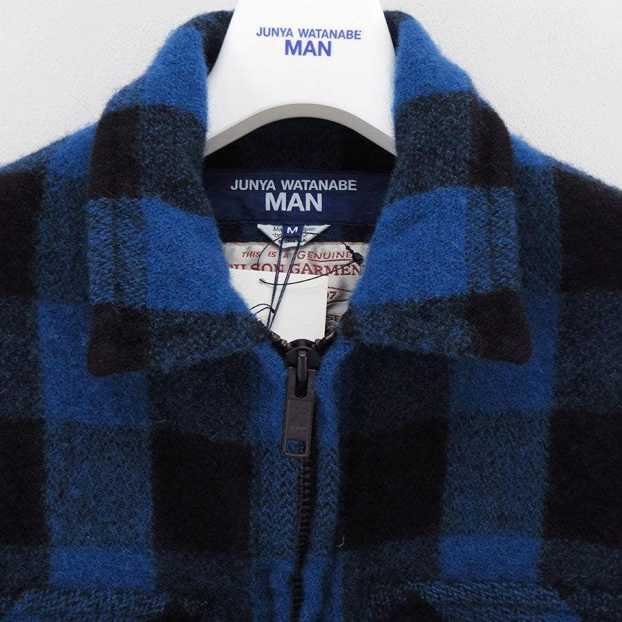 【JUNYA WATANABE MAN】<br>ウールチェック製品縮絨FILSON Wネーム ZIP UP ブルゾン <br>WP-J011-051