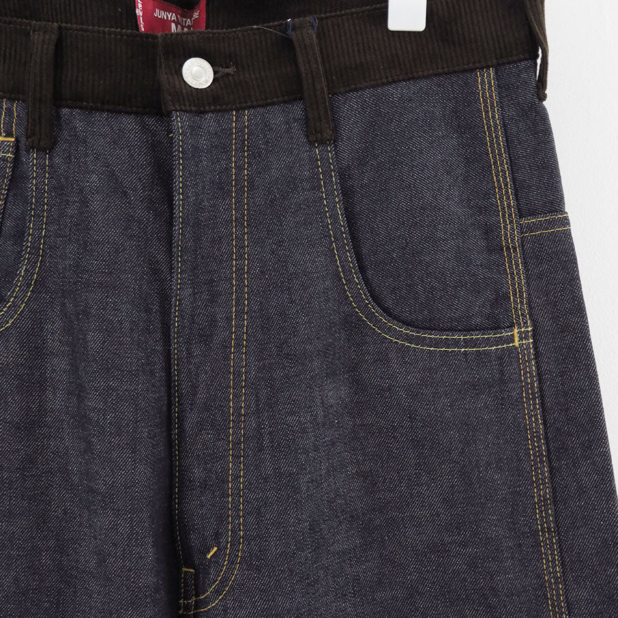 【JUNYA WATANABE MAN】<br>綿セルヴィッチデニム×レザー Levi's Wネームパンツ <br>WP-P203-051