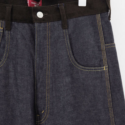 【JUNYA WATANABE MAN】<br>綿セルヴィッチデニム×レザー Levi's Wネームパンツ <br>WP-P203-051