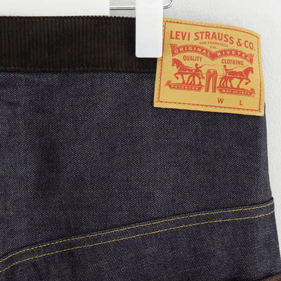 【JUNYA WATANABE MAN】<br>綿セルヴィッチデニム×レザー Levi's Wネームパンツ <br>WP-P203-051