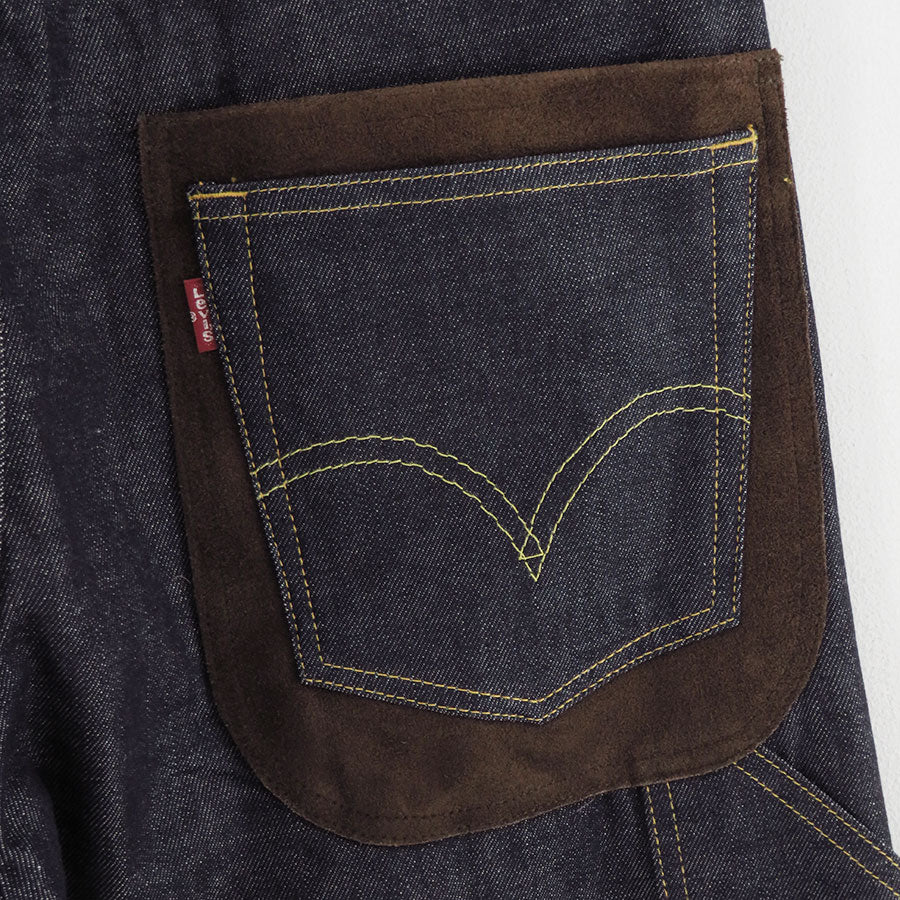 【JUNYA WATANABE MAN】<br>綿セルヴィッチデニム×レザー Levi's Wネームパンツ <br>WP-P203-051
