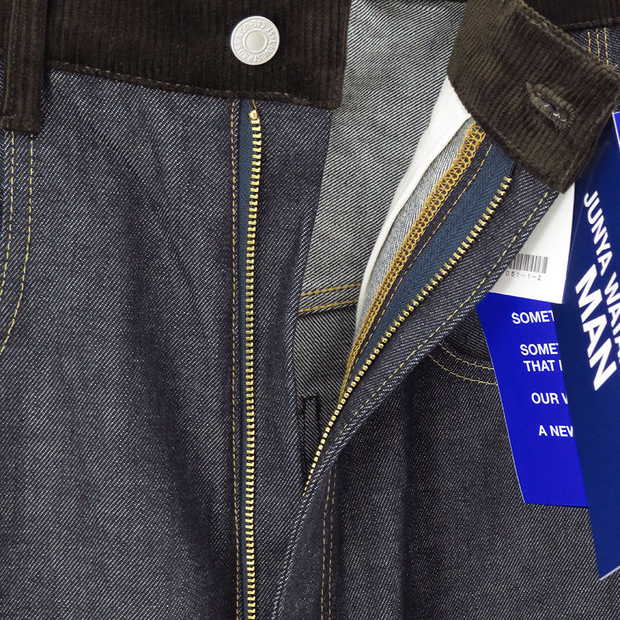 【JUNYA WATANABE MAN】<br>綿セルヴィッチデニム×レザー Levi's Wネームパンツ <br>WP-P203-051