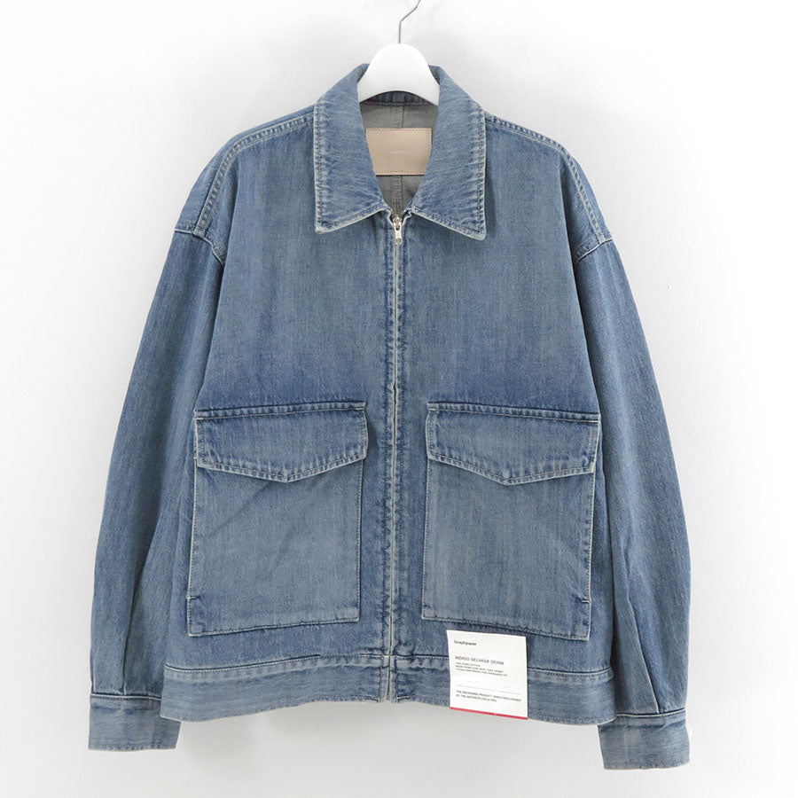 【Graphpaper/グラフペーパー】<br>Selvage Denim Zip Jacket <br>GM253-20056LB