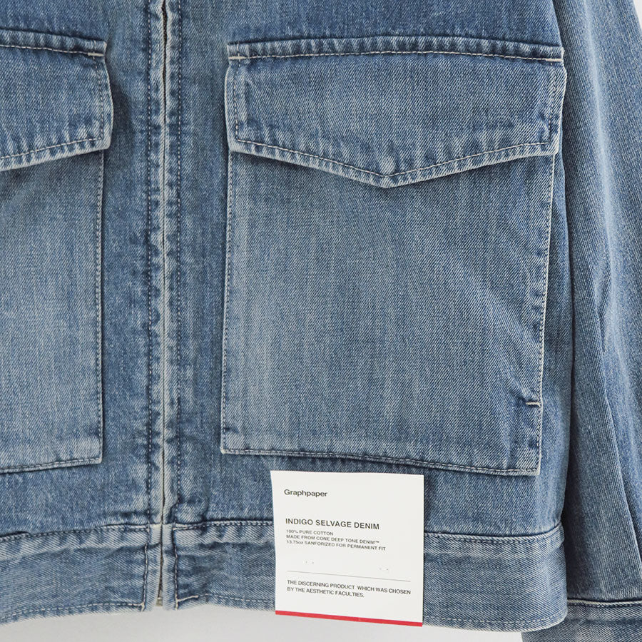 【Graphpaper/グラフペーパー】<br>Selvage Denim Zip Jacket <br>GM253-20056LB