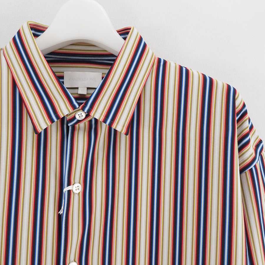 【KANEMASA PHIL./カネマサフィル】<br>46G Atmosphere Stripe L/S Shirt <br>KM25S-023