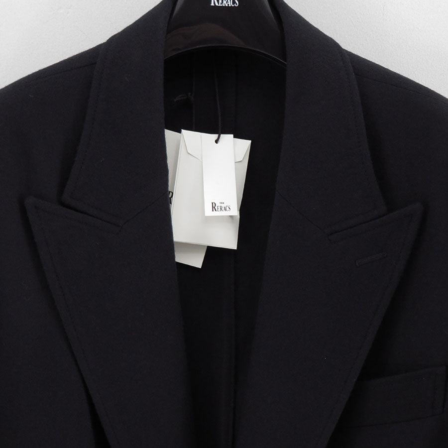 【THE RERACS/ザ・リラクス】<br>RERACS 2/54 COLLEGE FLANNEL THE PEAKED LAPEL EASY JACKET (BLACK) <br>25FW-REJK-234-J