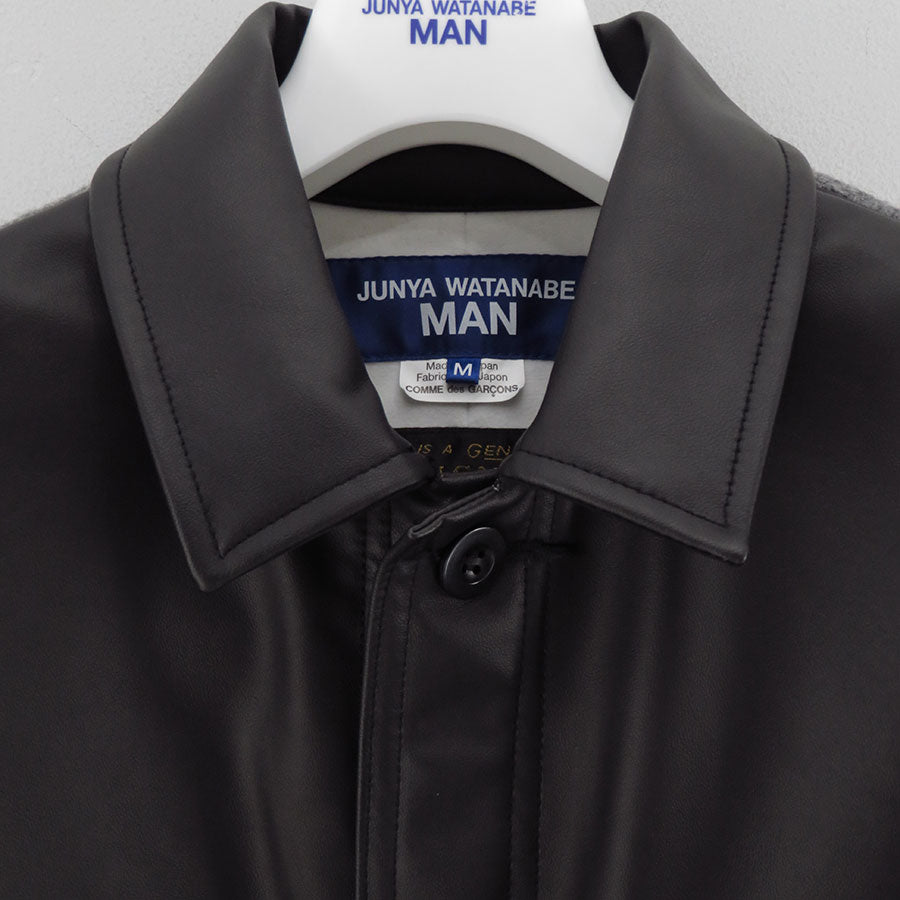 【JUNYA WATANABE MAN】<br>合成皮革×ウールモッサーチェック FILSON Wネームジャケット <br>WP-J020-051