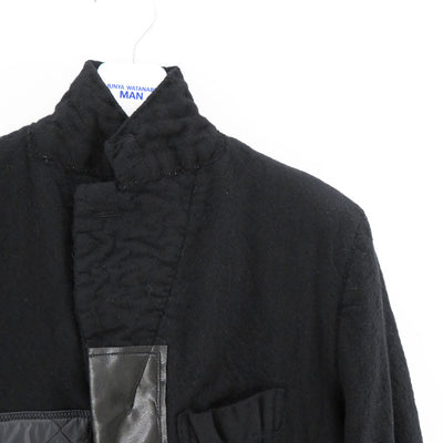 【JUNYA WATANABE MAN】<br>ウールサージ 製品縮絨×多素材パッチワークコート <br>WL-C002-051