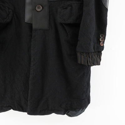 【JUNYA WATANABE MAN】<br>ウールサージ 製品縮絨×多素材パッチワークコート <br>WL-C002-051