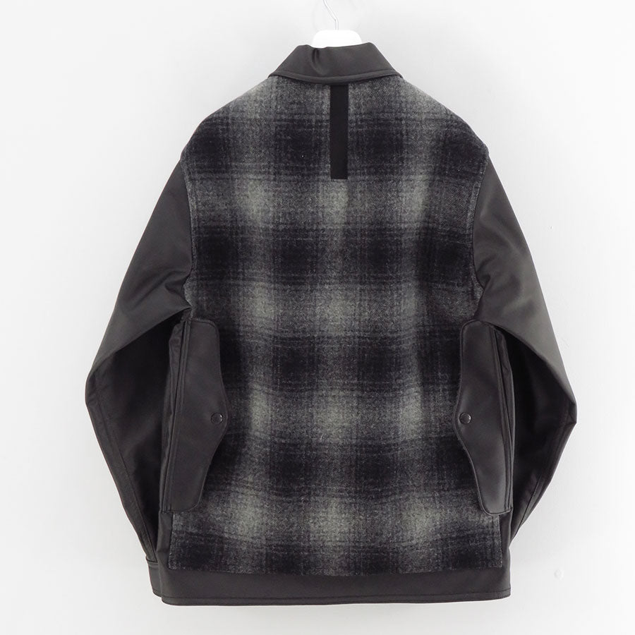【JUNYA WATANABE MAN】<br>合成皮革×ウールモッサーチェック FILSON Wネームジャケット <br>WP-J020-051