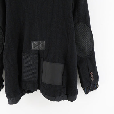 【JUNYA WATANABE MAN】<br>ウールストライプ 製品加工×多素材パッチワークジャケット <br>WL-J008-051